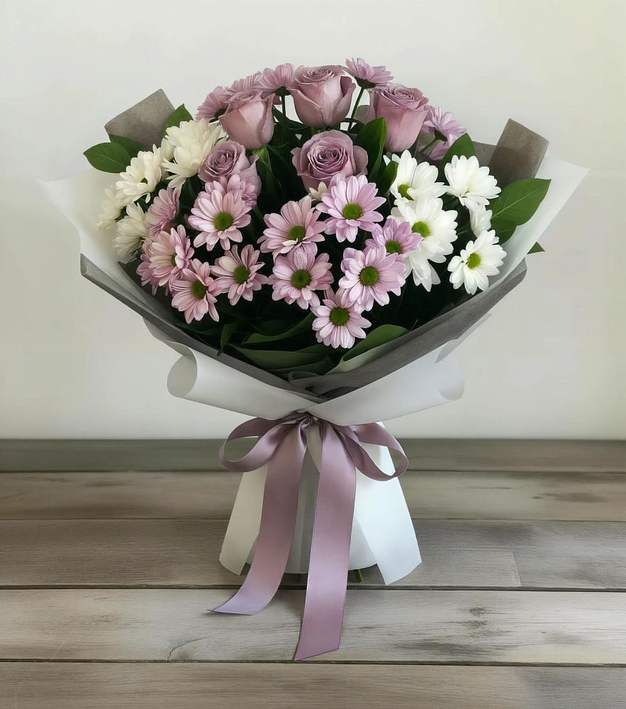 Букет цветов из: Хризантемы и Розы в Вознесеновке