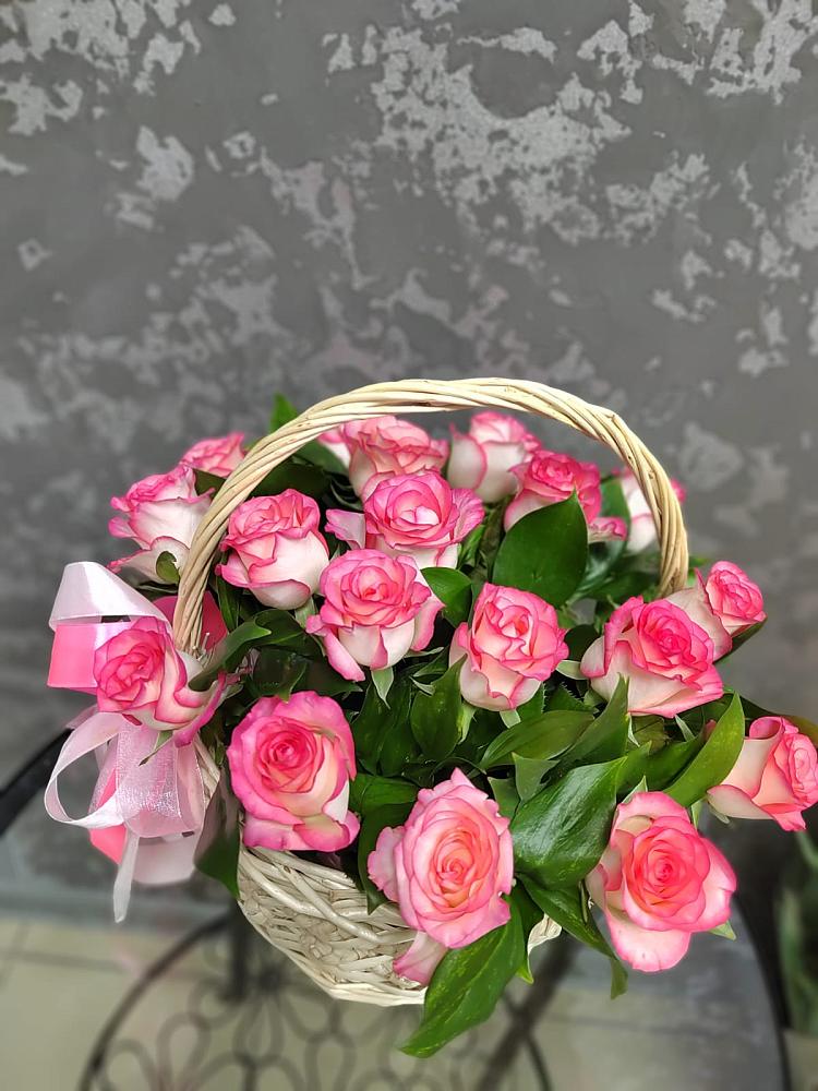 Цветочная композиция из Розы в корзине в Вознесеновке