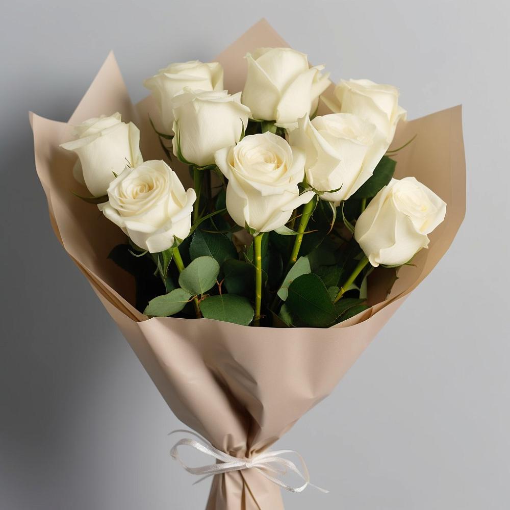 Букет 9 Белых роз Эдлесс Лав в Вознесеновке