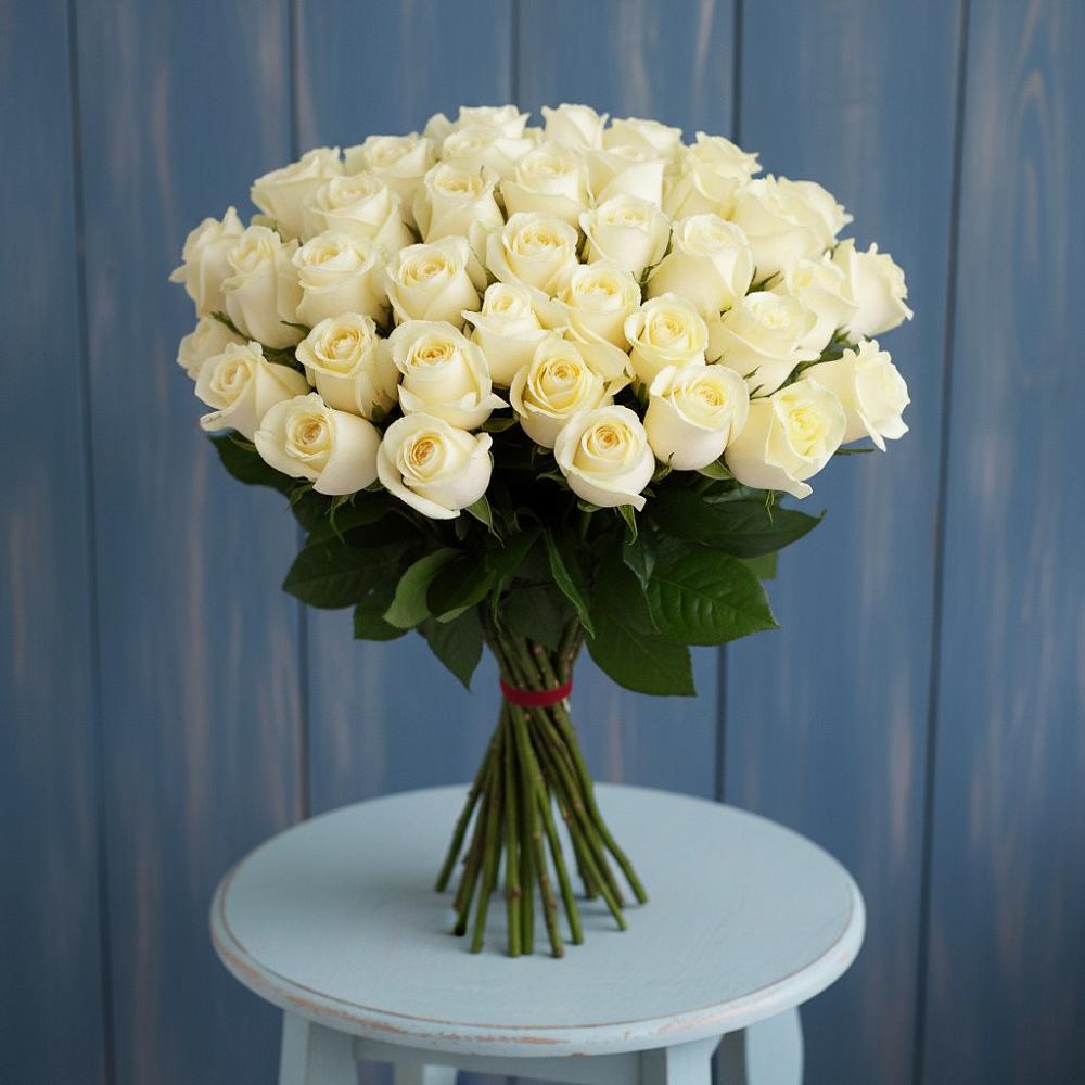 Букет 51 Белая роза Эдлесс Лав в Вознесеновке