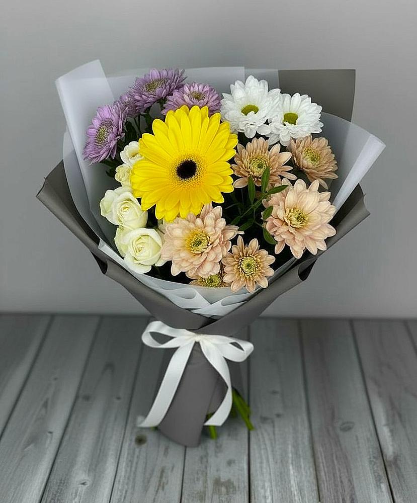 Букет цветов из: Розы, Герберы и Хризантемы в Вознесеновке