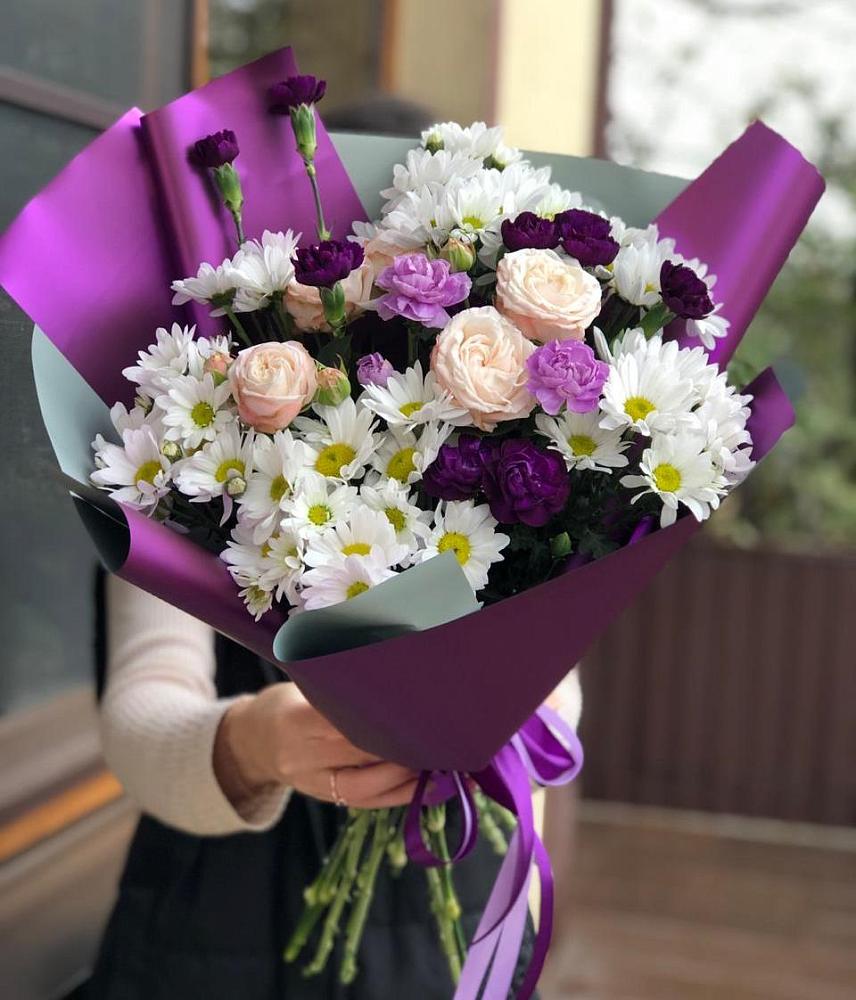 Букет цветов из: Хризантемы, Гвоздики и Розы в Вознесеновке