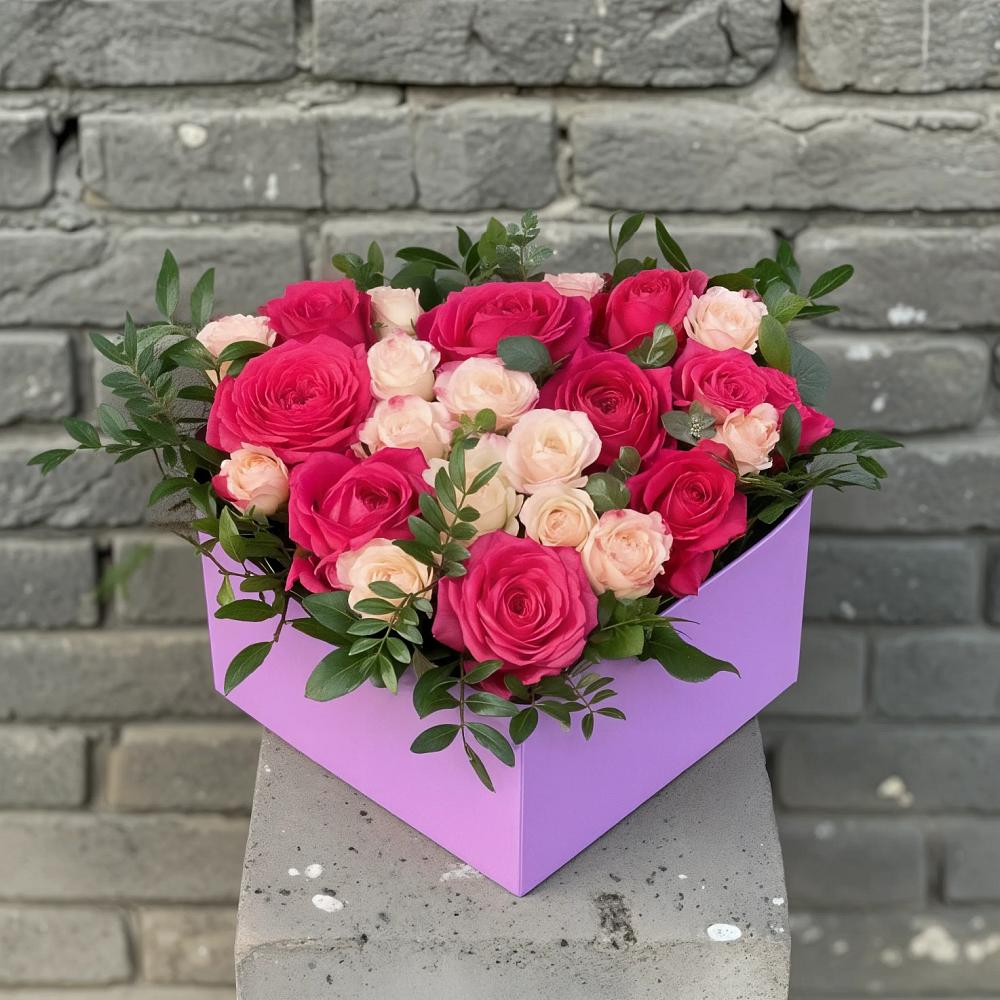 Цветочная композиция из Розы в коробке в Вознесеновке