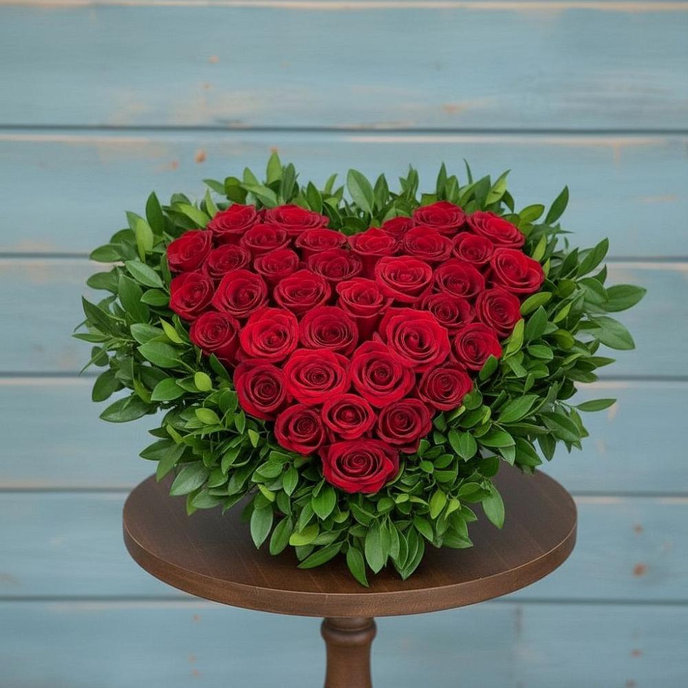 Цветочная композиция из Розы в виде сердца в Вознесеновке