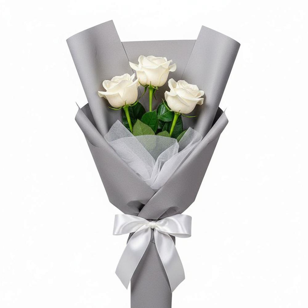 Букет 3 белые розы в Вознесеновке