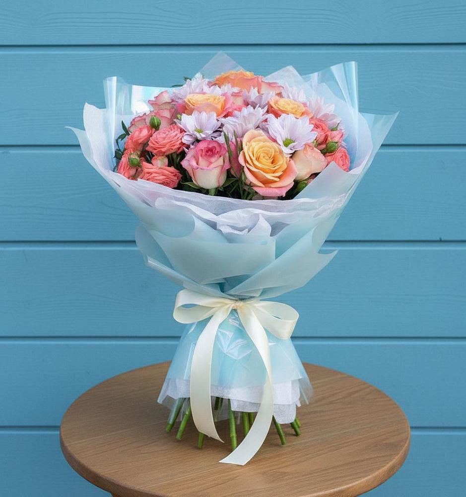 Букет цветов из: Хризантемы и Розы в Вознесеновке