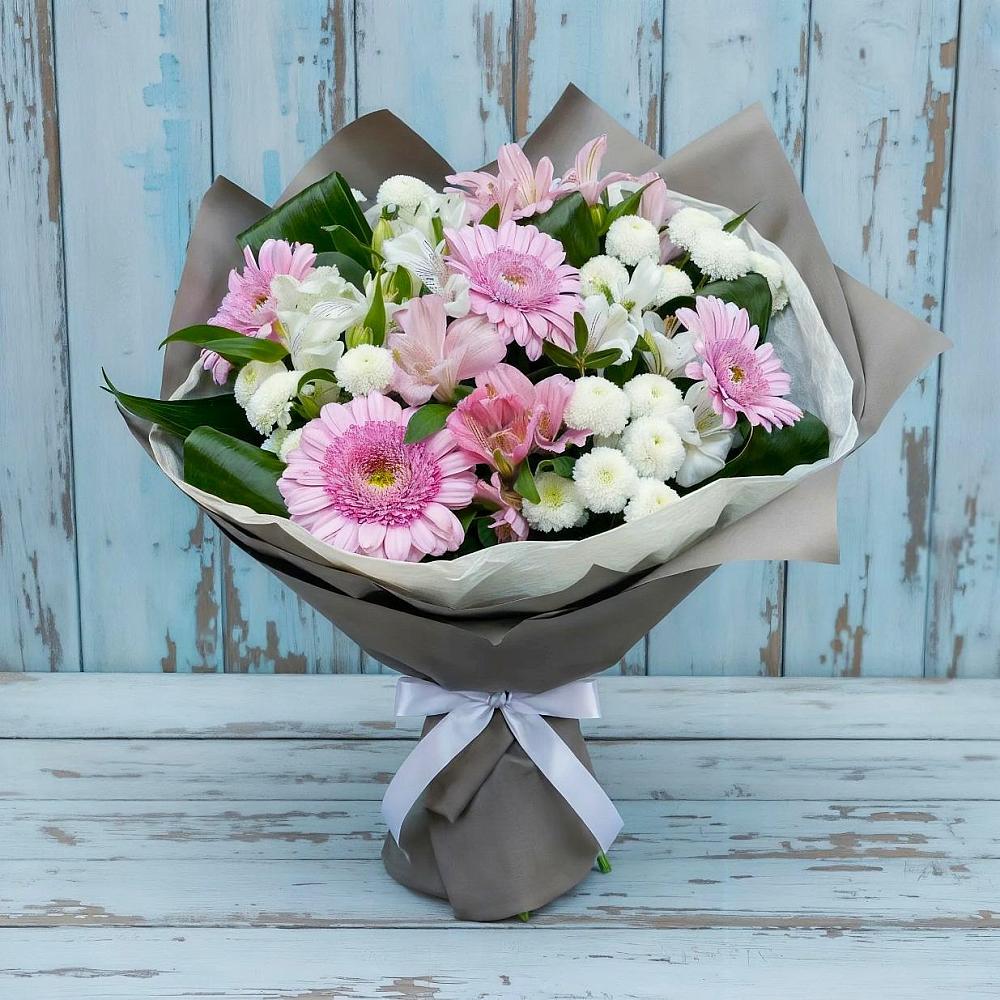 Букет цветов из: Герберы, Альстромерии и Хризантемы в Вознесеновке