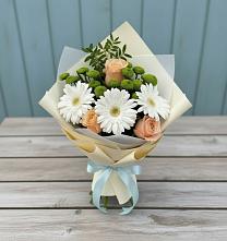 Букет цветов из:  Герберы, Розы и Хризантемы в Вознесеновке