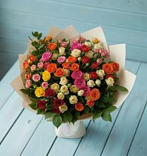 Букет Микс из разноцветных кустовых роз #REPLACE_PRED# Вознесеновке