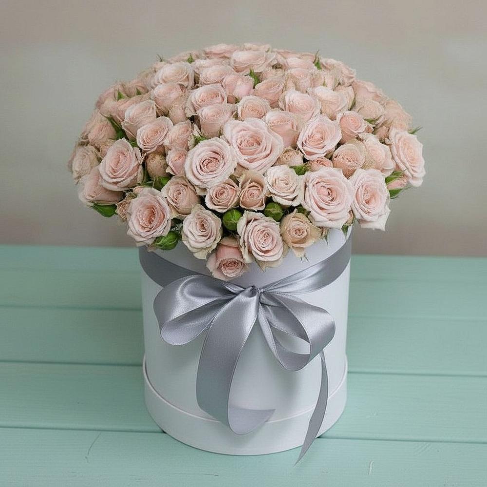 Цветочная композиция из Розы в шляпной коробке в Вознесеновке