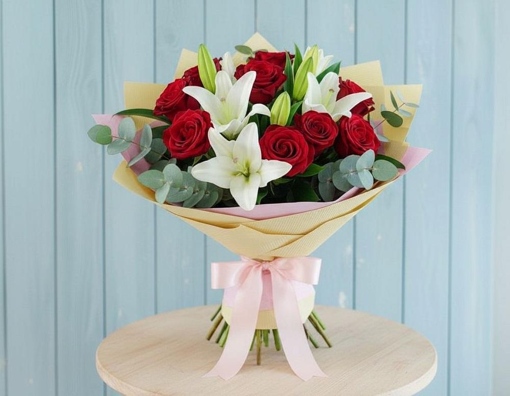 Букет цветов из: Лилии и Розы в Вознесеновке